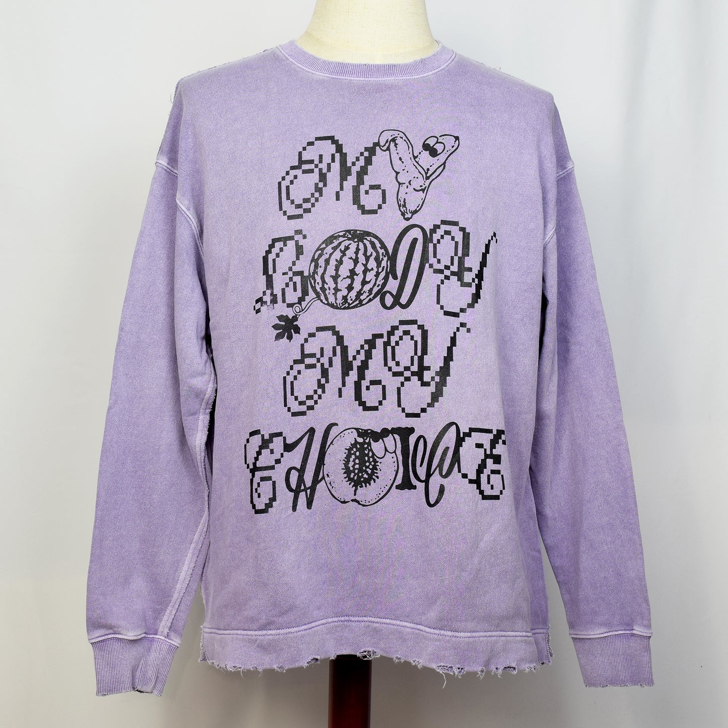 ダメージ加工トレーナー(ラベンダー)|MY BODY MY CHOICE