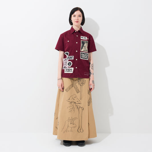 Work shirt (burgundy / patchwork)