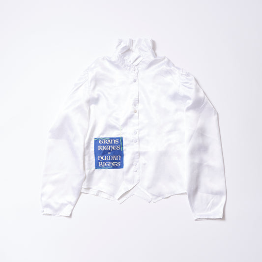 Satin blouse (patched remake / white) | Crush the Patriarchy