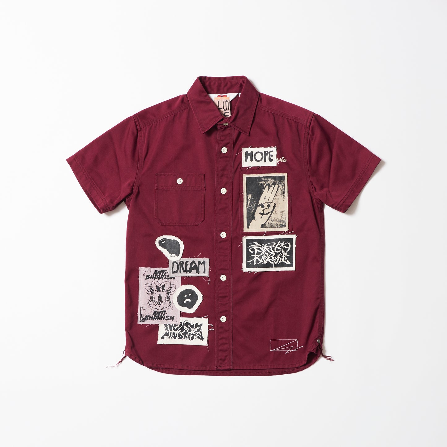 Work shirt (burgundy / patchwork)