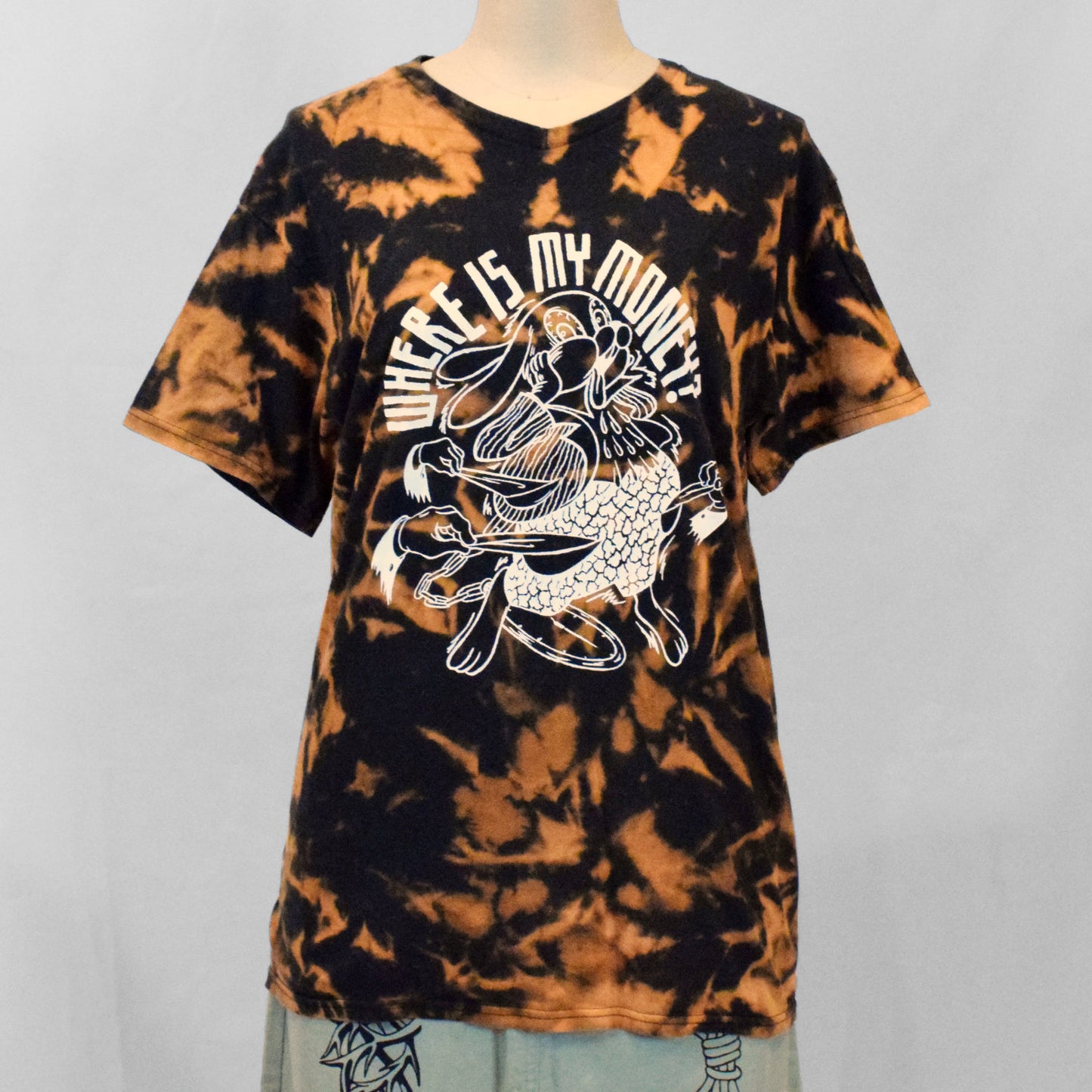 タイダイVネックTシャツ(ブラウンブラック)｜ WHERE IS MY MONEY?