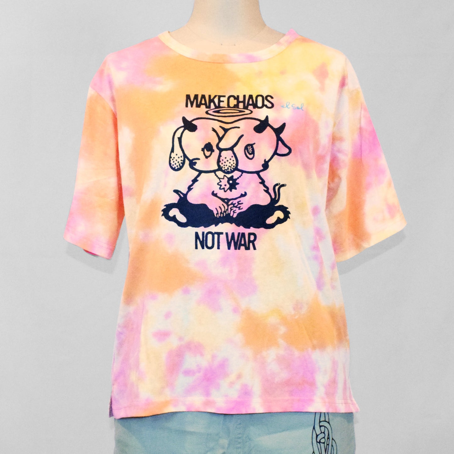 タイダイTシャツ(ピンクオレンジ)｜MAKE CHAOS,NOT WAR