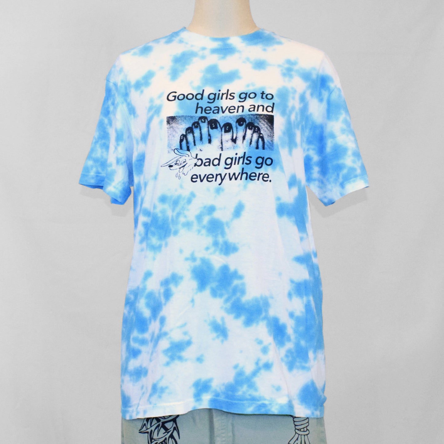 タイダイTシャツ(ブルー)｜Good girls go to heaven and bad girls go every where.