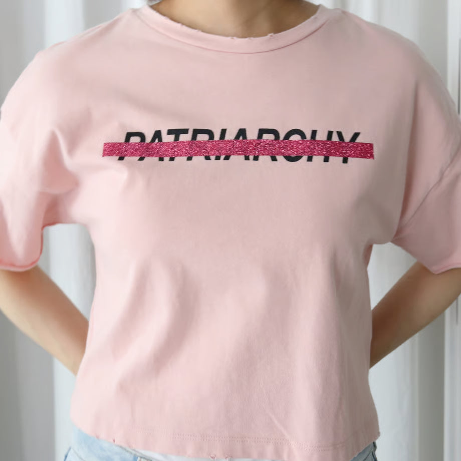 Cropped T-shirt (lavender) | Anti☆Capitalism